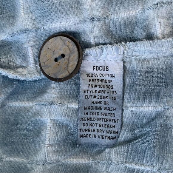 Focus Blue Checkered 3/4 Sleeve Women’s Button Down Shirt Size M - Picture 4 of 5